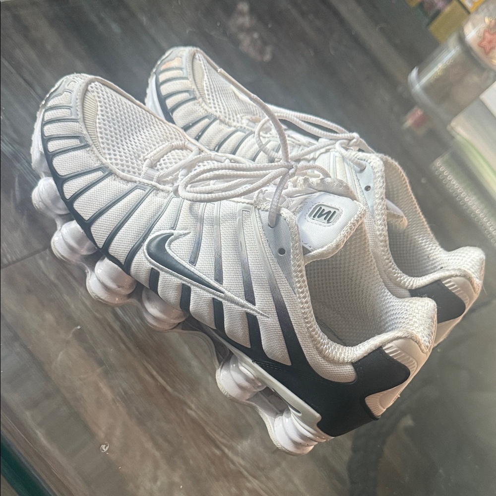 Nike White and Black Shox Sneakers